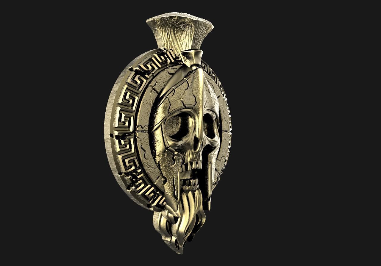 Spartan skull pendant  3D print model_6