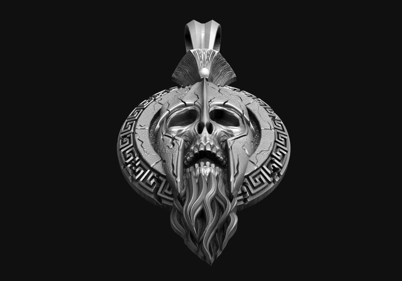 Spartan skull pendant  3D print model_3