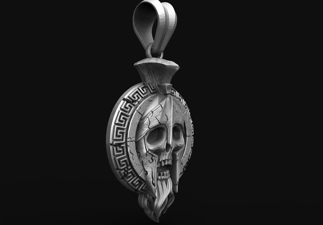 Spartan skull pendant  3D print model_2