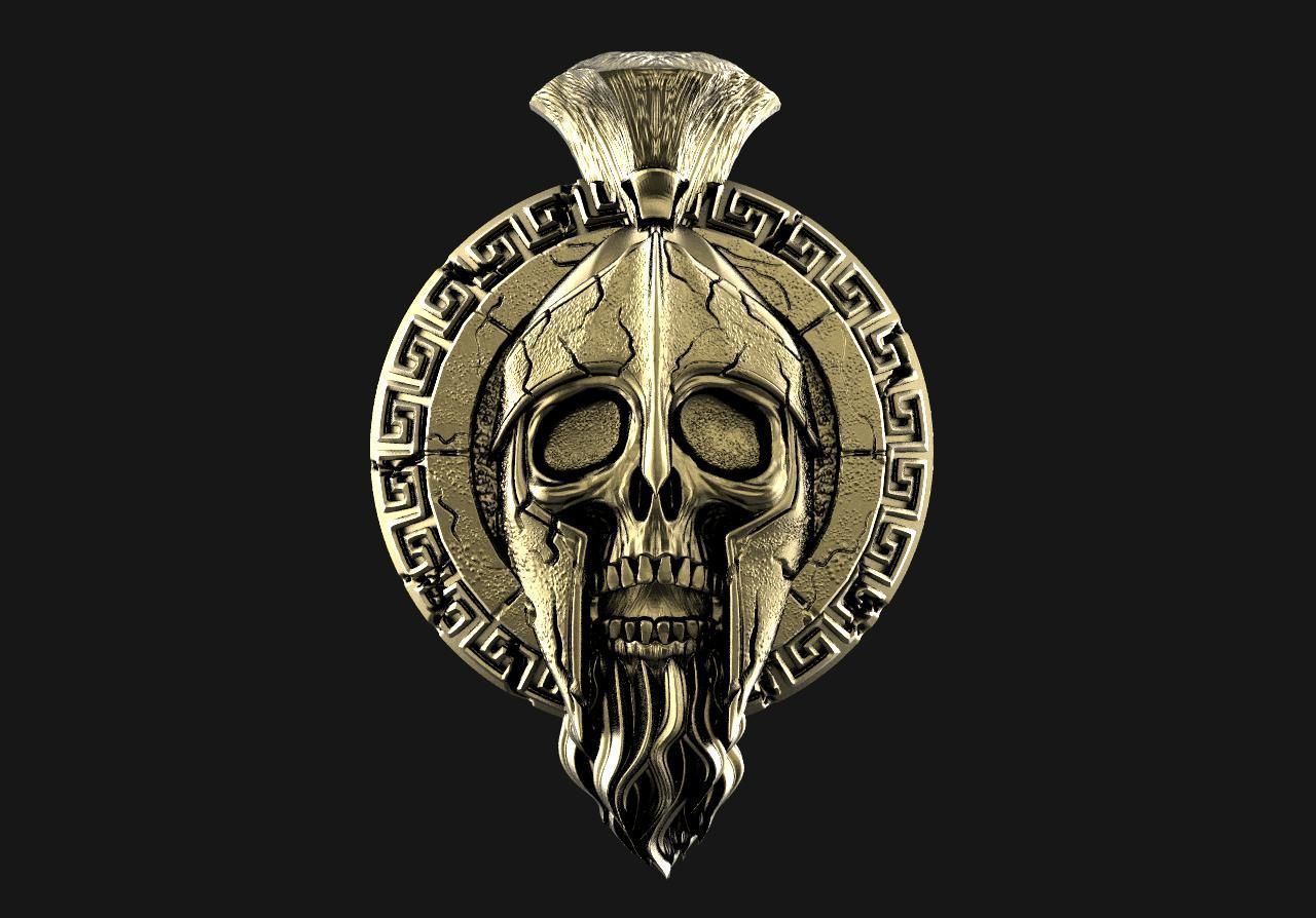 Spartan skull pendant  3D print model_4