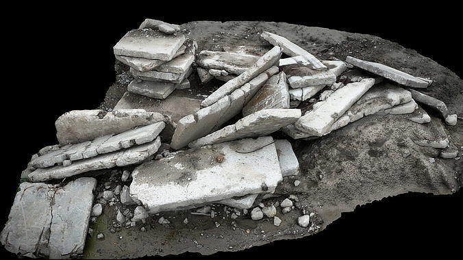 concrete slabs ruins debris terrain part3 photogrammetry Low-poly 3D model