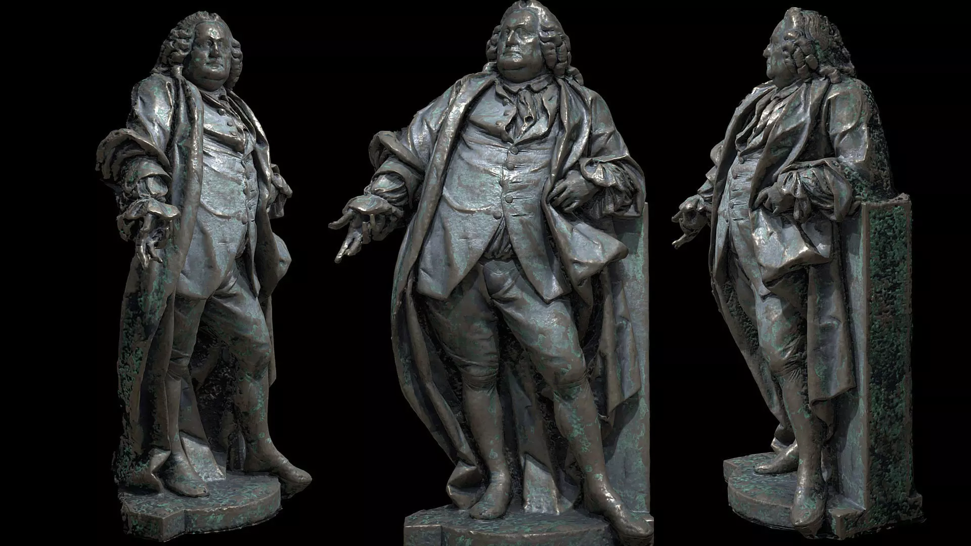 bronze statue wall side-part sculpture photogrammetry Low-poly 3D model