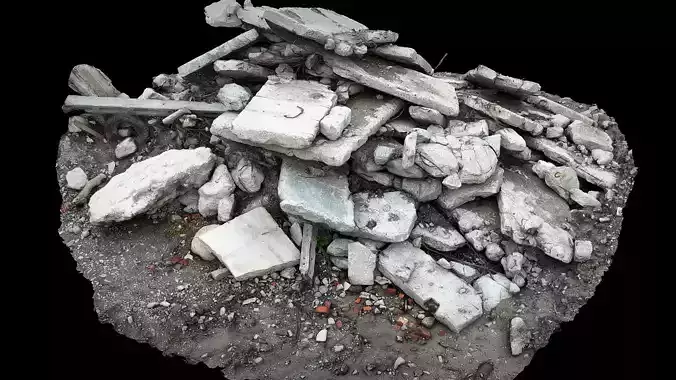concrete ruins debris building terrain part4 scan