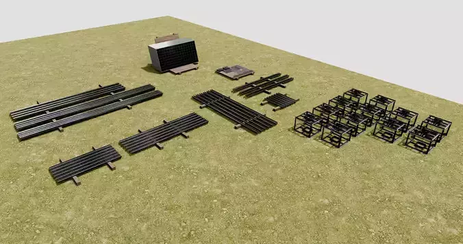 Solar Energy - Ground Mounting System Installation Animation 3D model