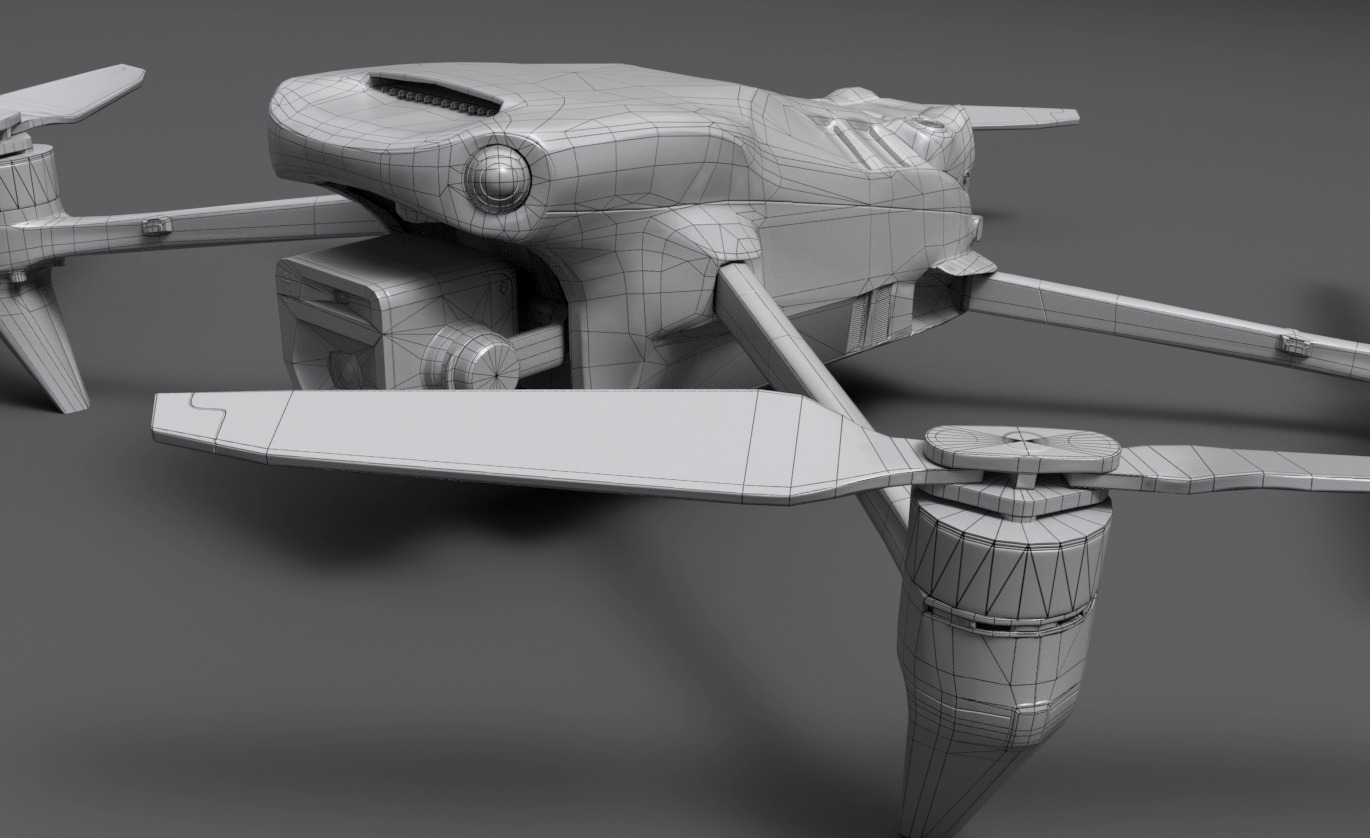 Quadcopter Drone Low-poly 3D model_8