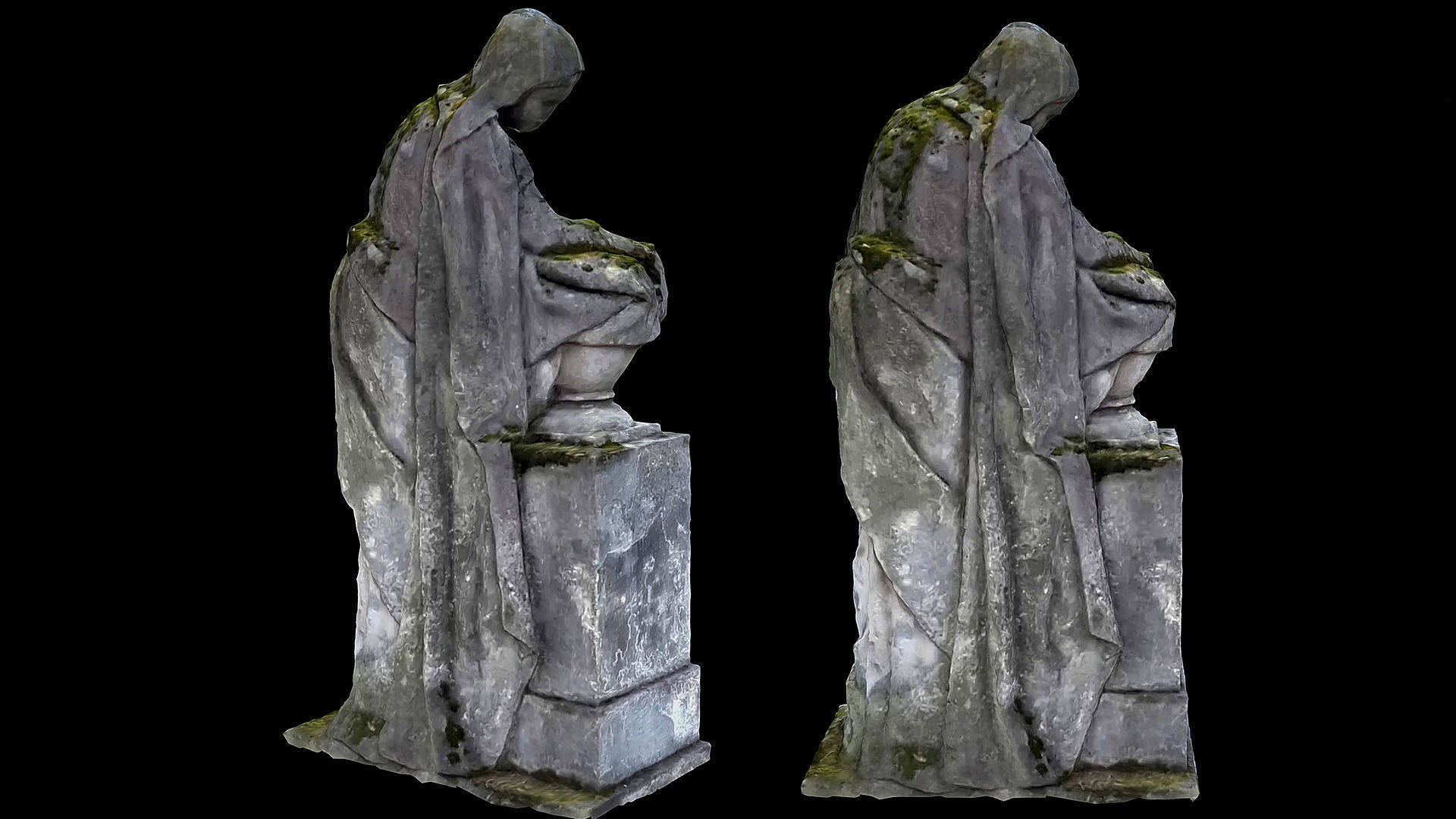 graveyard figure woman monument part2 photogrammetry Low-poly 3D model_1
