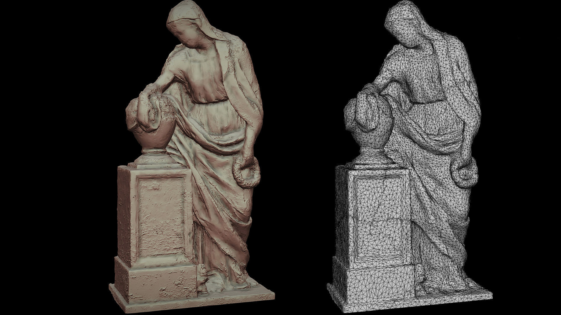 graveyard figure woman monument part2 photogrammetry Low-poly 3D model_2