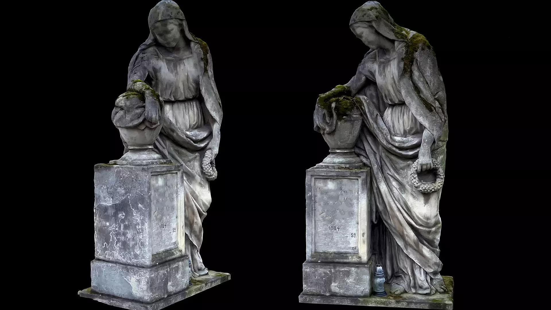 graveyard figure woman monument part2 photogrammetry Low-poly 3D model_0