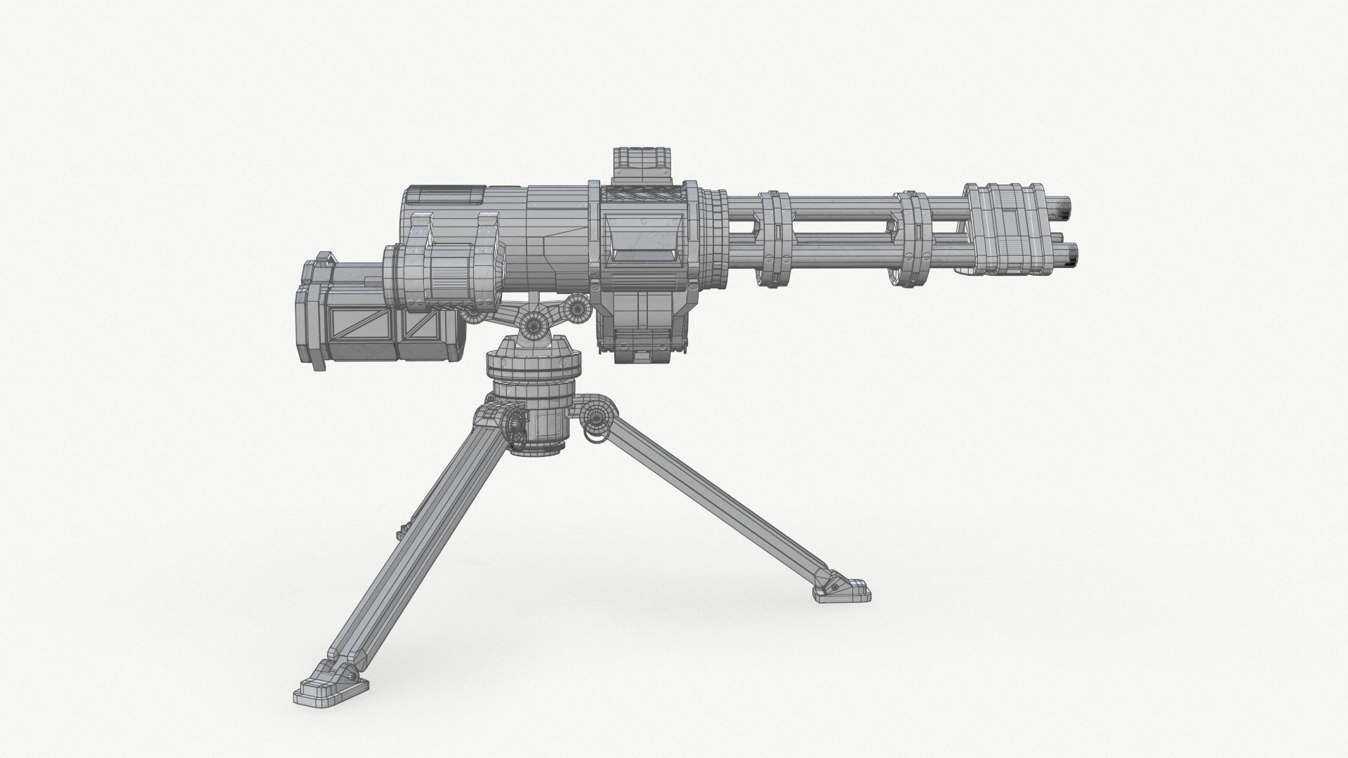 Sci-Fi Machine Gun Low-poly 3D model_14