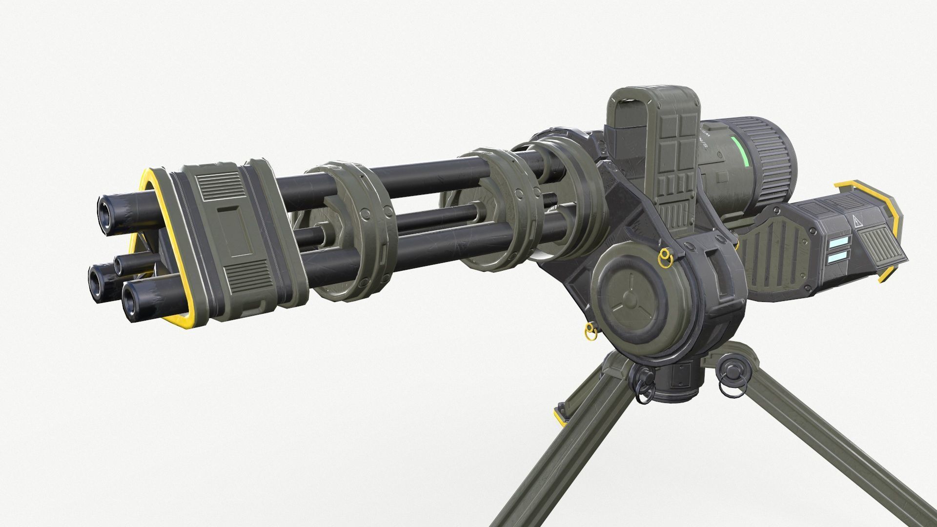 Sci-Fi Machine Gun Low-poly 3D model_4