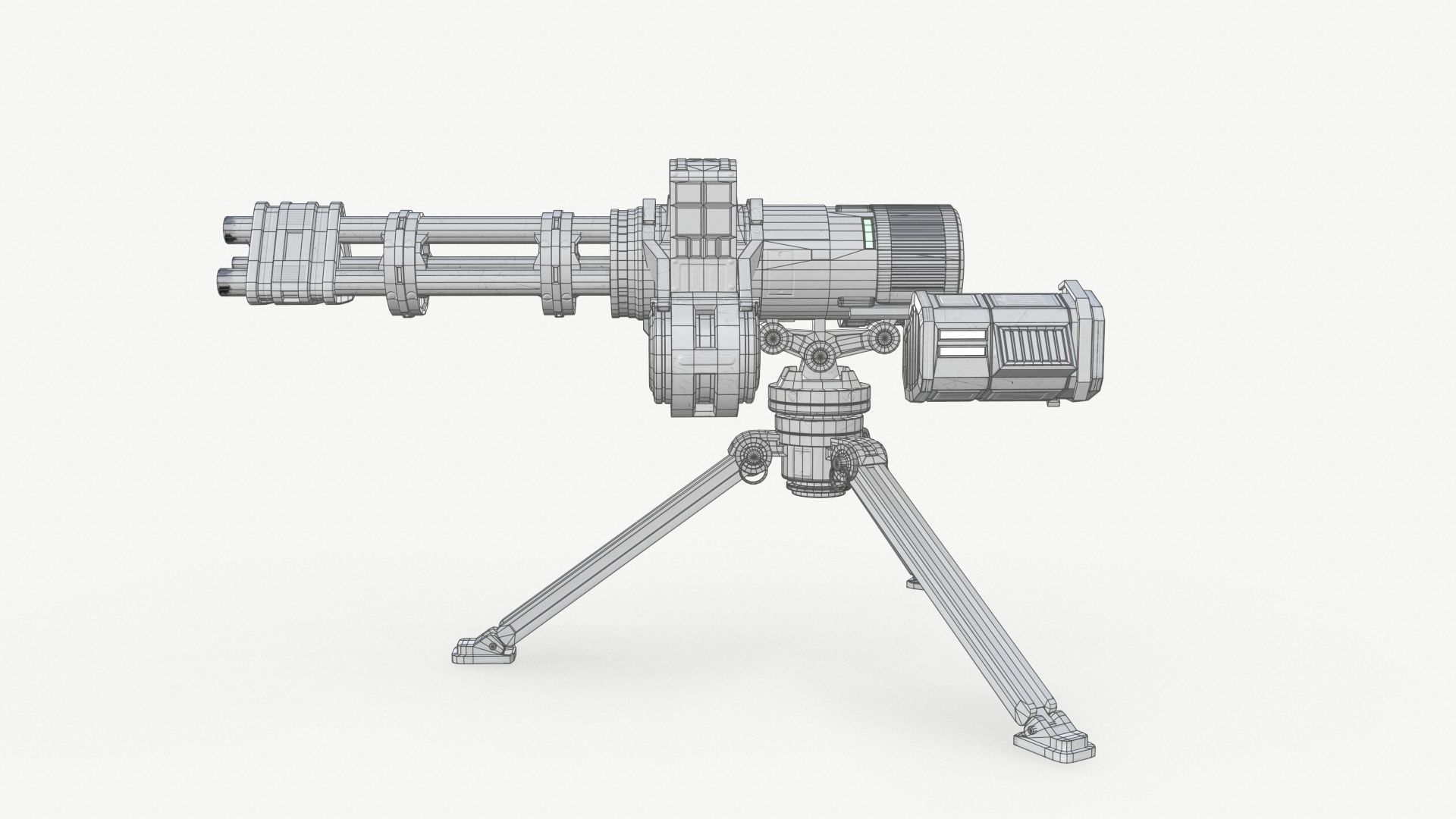 Sci-Fi Machine Gun Low-poly 3D model_12