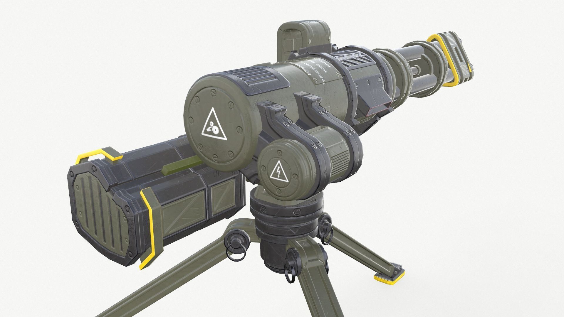 Sci-Fi Machine Gun Low-poly 3D model_7