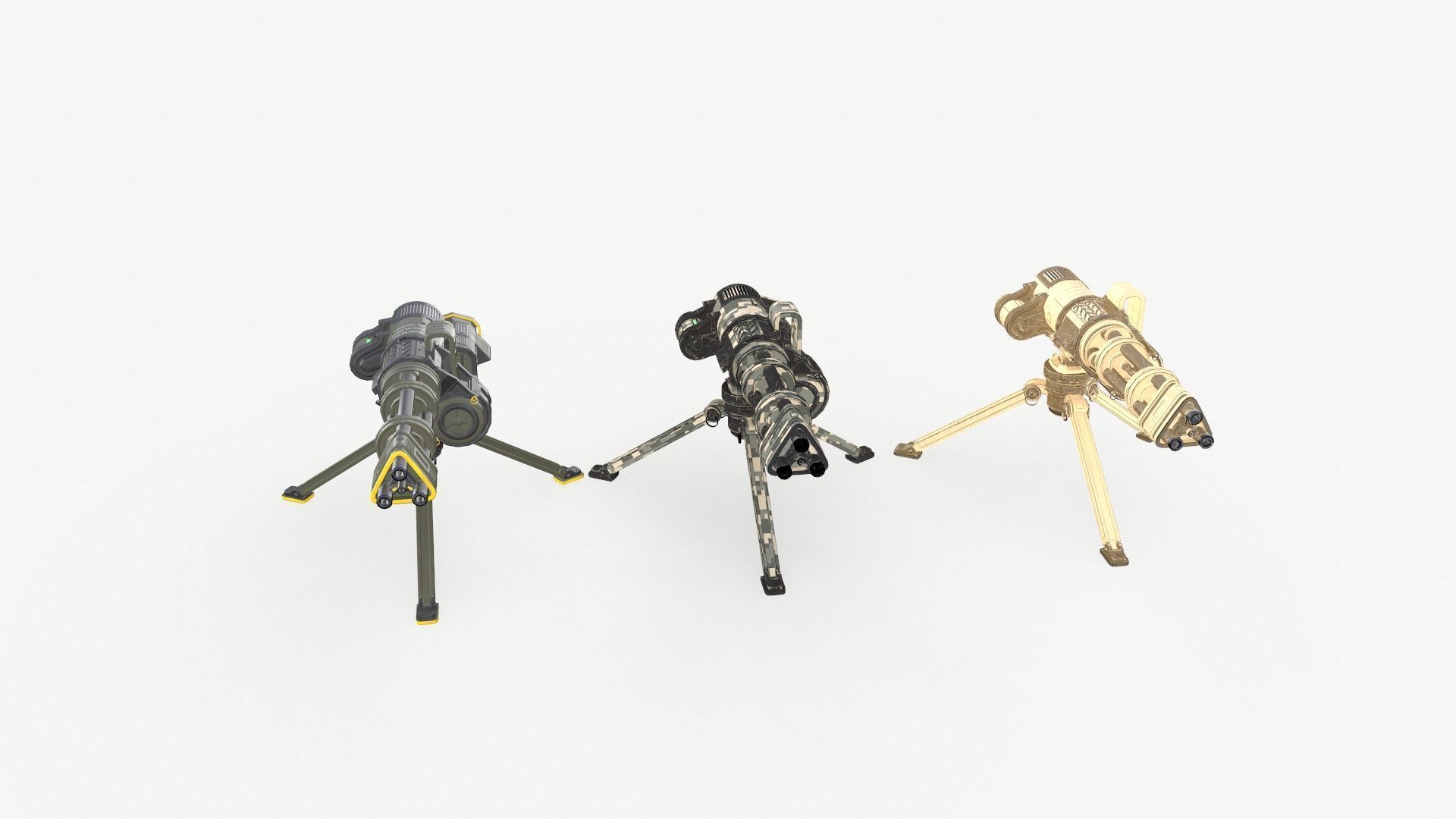 Sci-Fi Machine Gun Low-poly 3D model_10