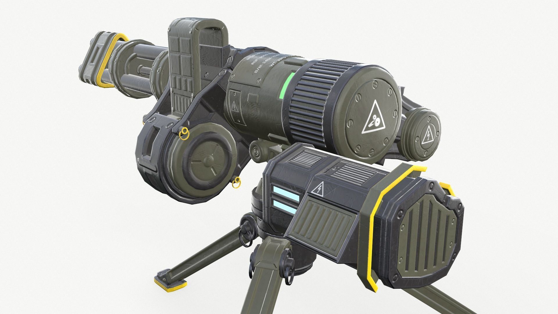 Sci-Fi Machine Gun Low-poly 3D model_5