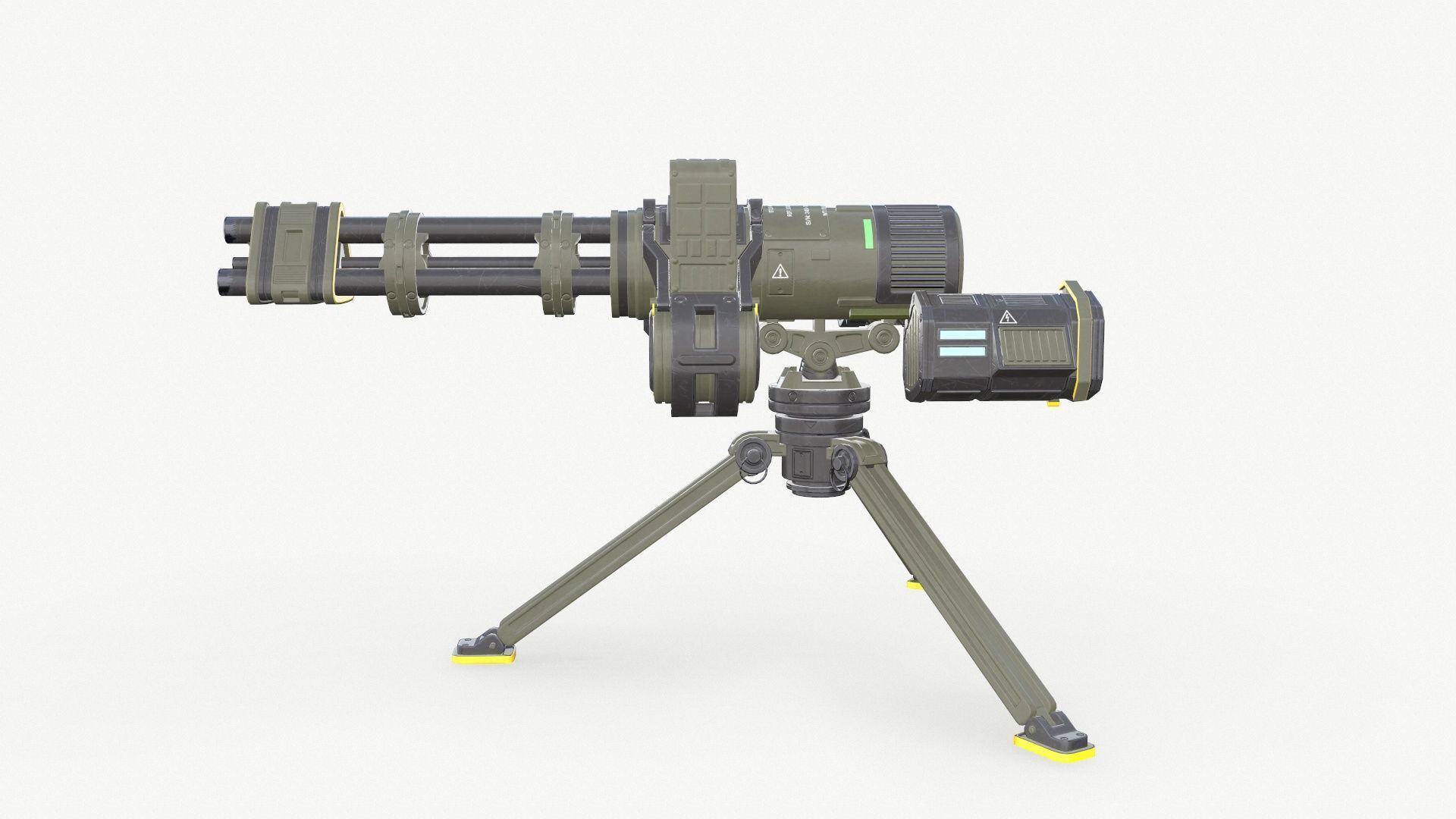 Sci-Fi Machine Gun Low-poly 3D model_11