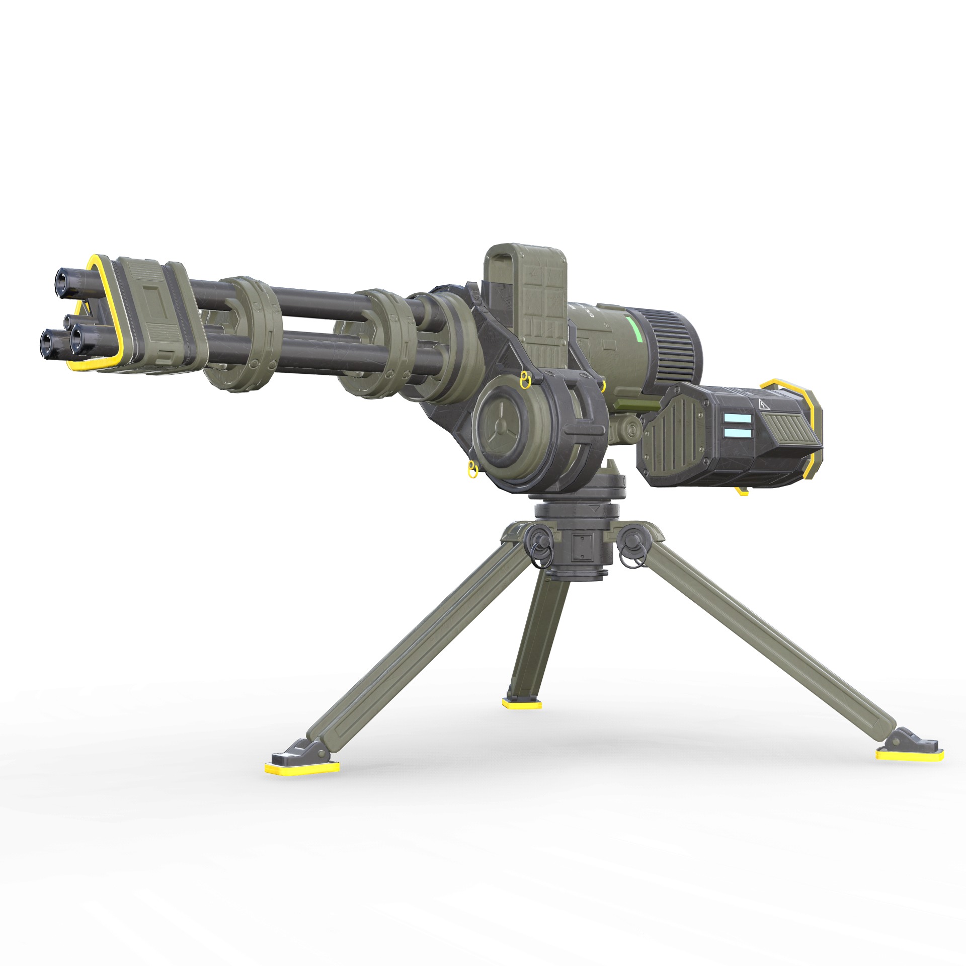 Sci-Fi Machine Gun Low-poly 3D model_3