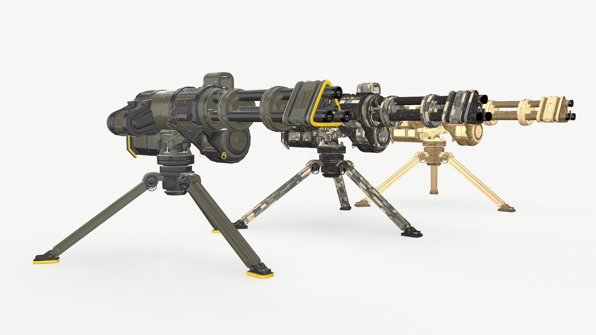Sci-Fi Machine Gun Low-poly 3D model_8