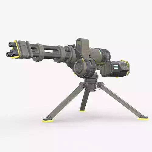 Sci-Fi Machine Gun Low-poly 3D model