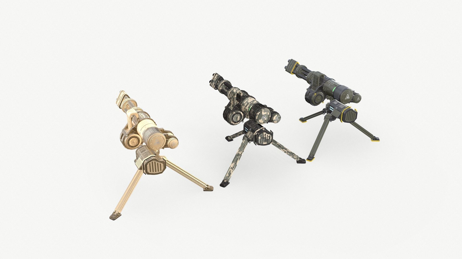 Sci-Fi Machine Gun Low-poly 3D model_9