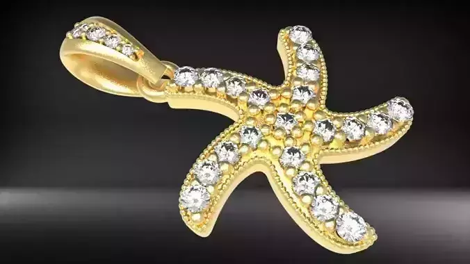 3D PAVE DIAMOND STARFISH PENDANT
