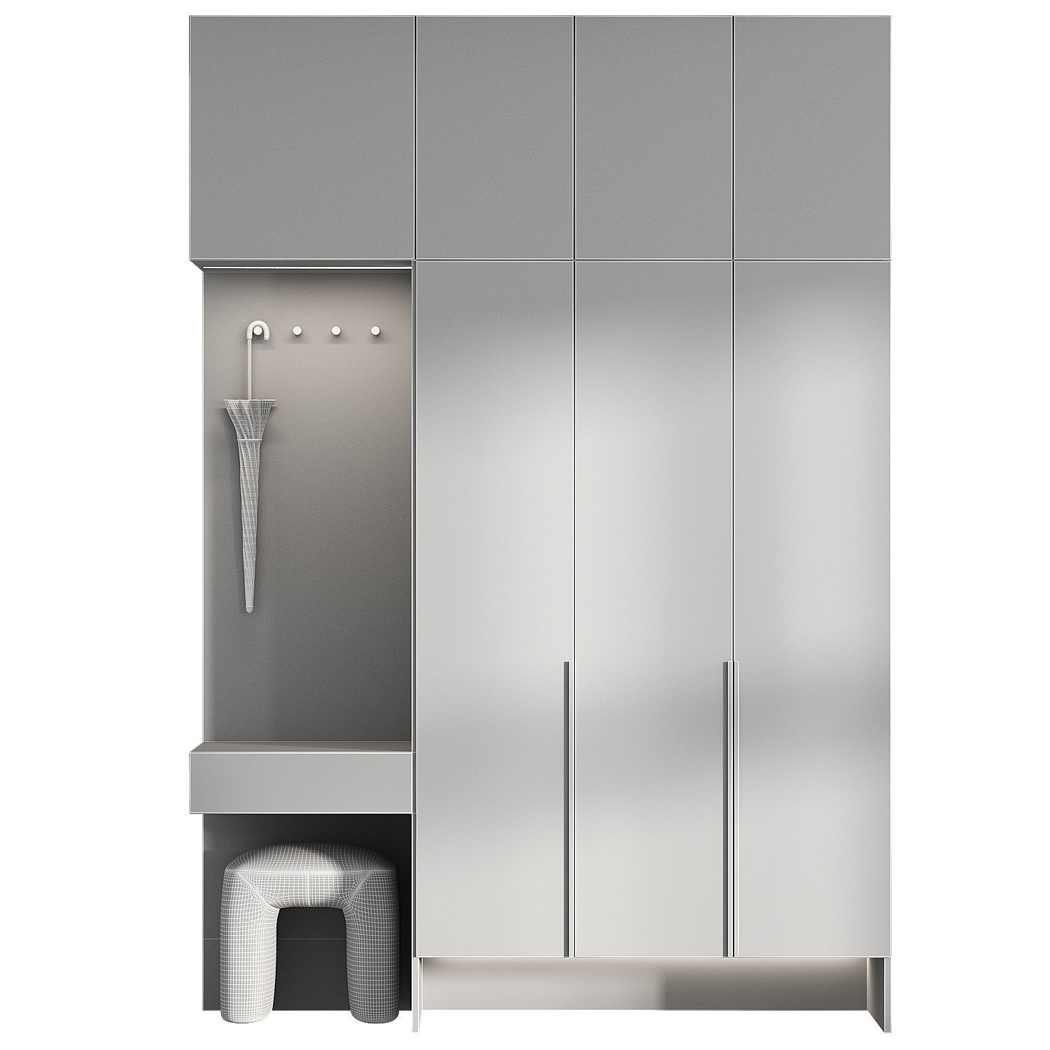 Hallway made of wood 3D model_2