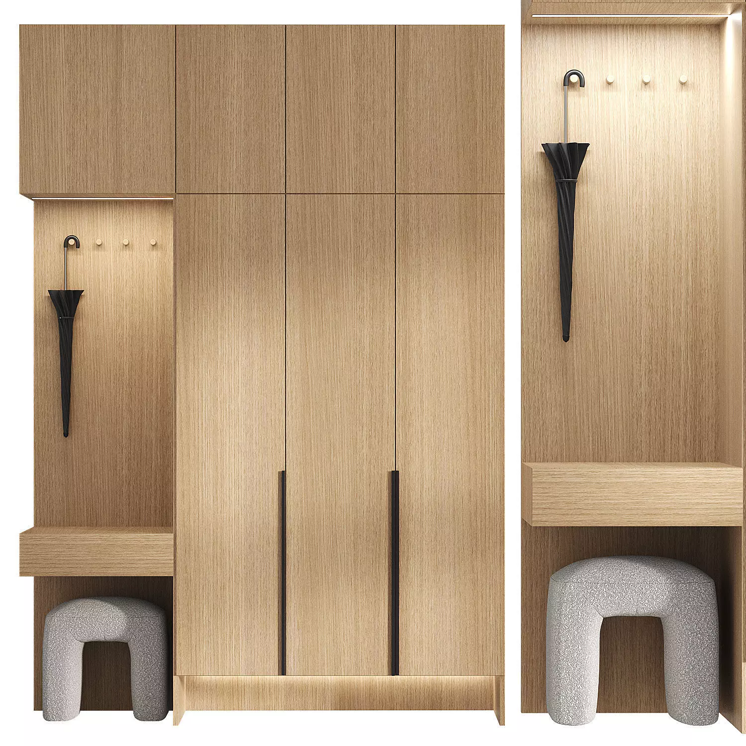 Hallway made of wood 3D model_0