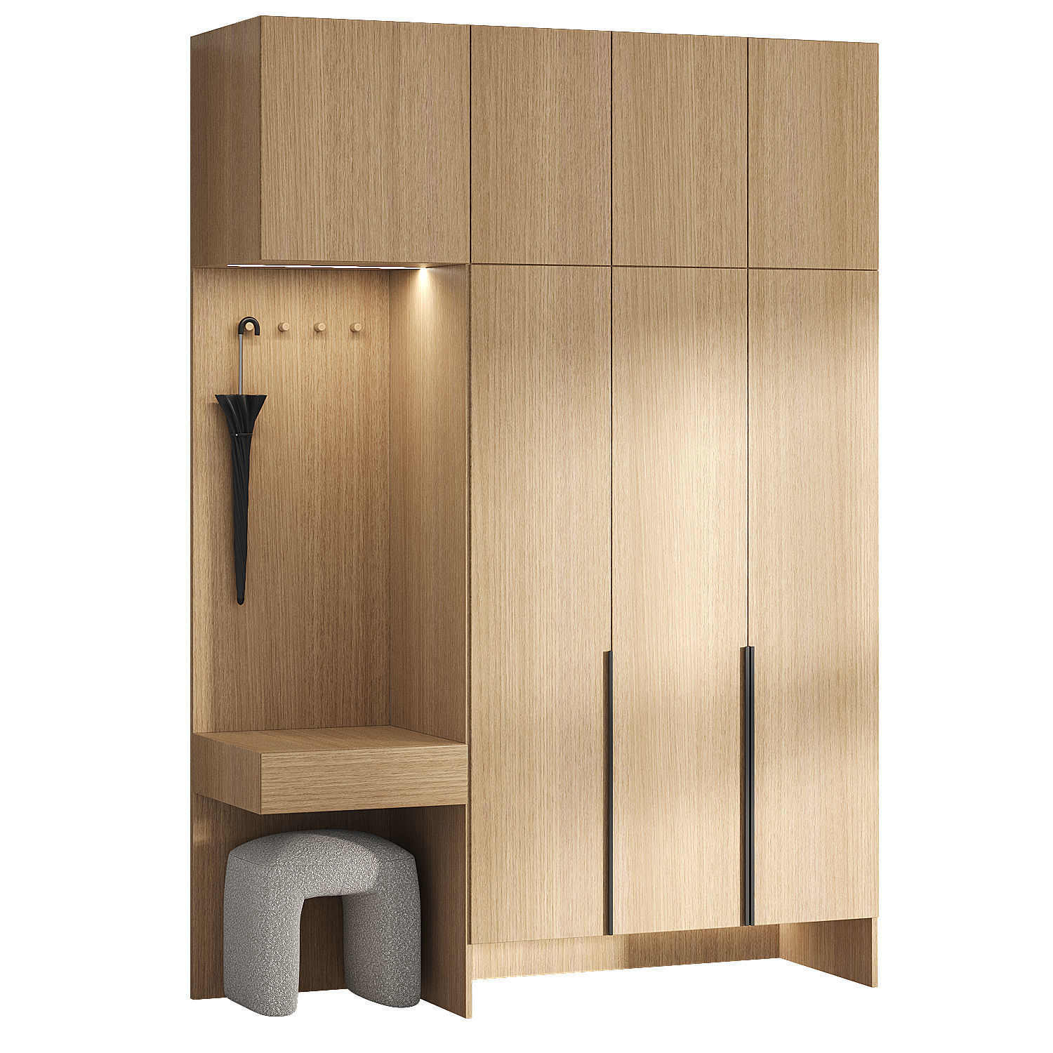 Hallway made of wood 3D model_1