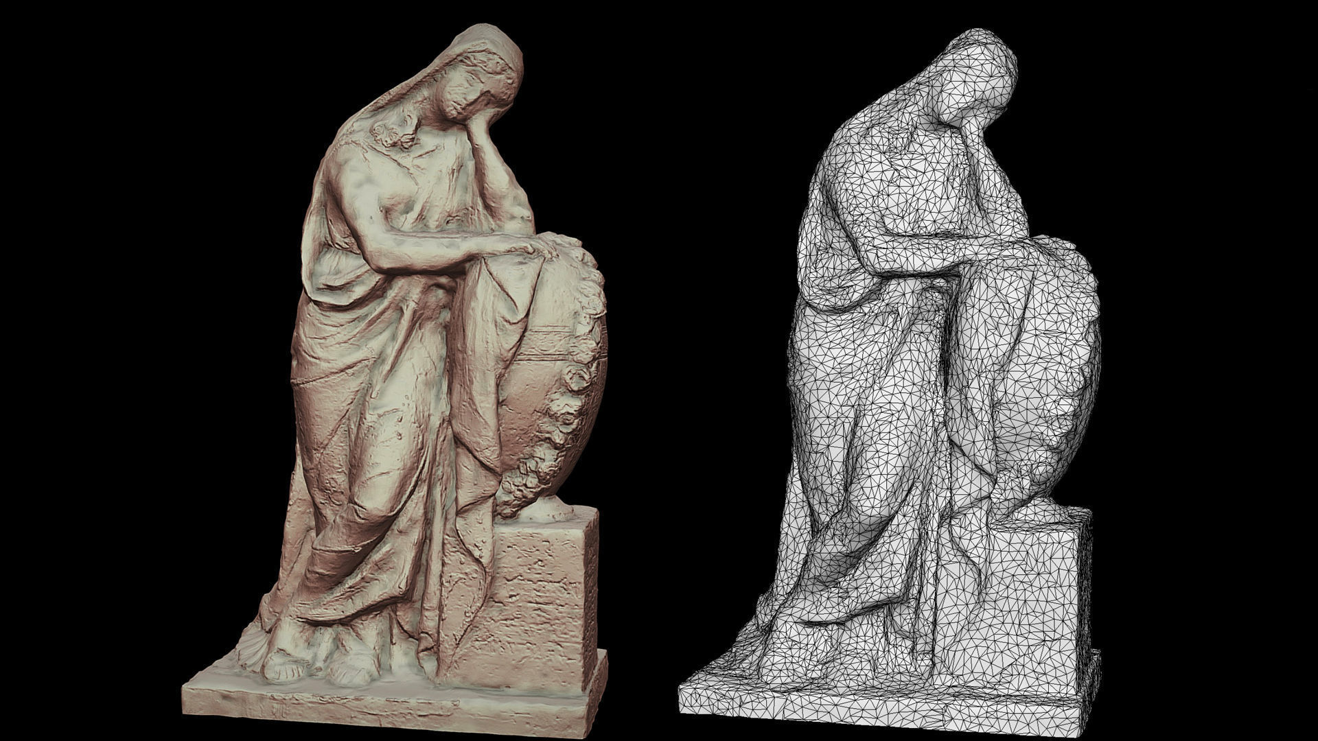 graveyard figure woman monument part3 photogrammetry Low-poly 3D model_4