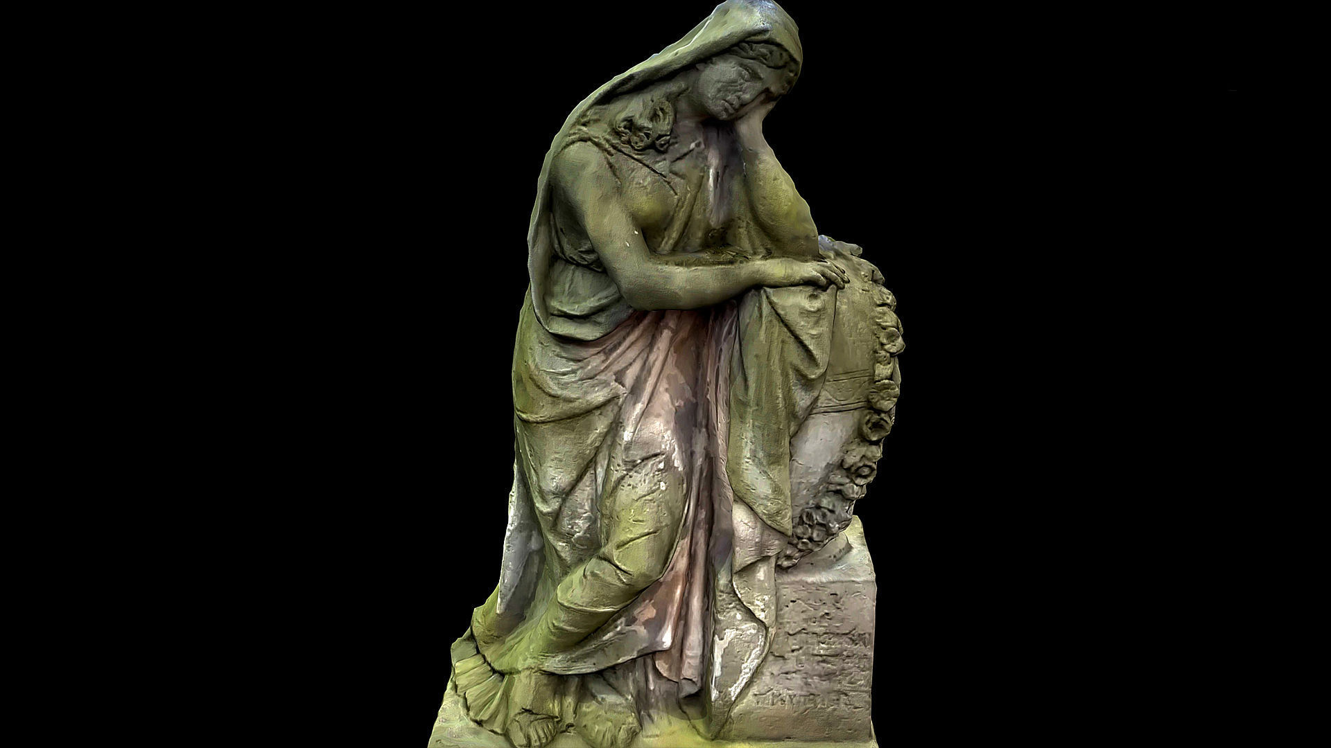graveyard figure woman monument part3 photogrammetry Low-poly 3D model_2