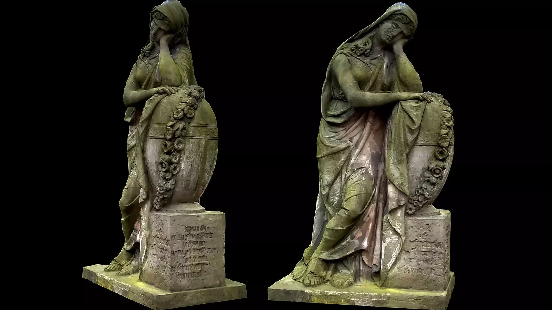 graveyard figure woman monument part3 photogrammetry Low-poly 3D model_0