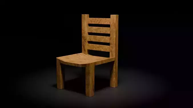 Realistic Wooden Chair 3D Model