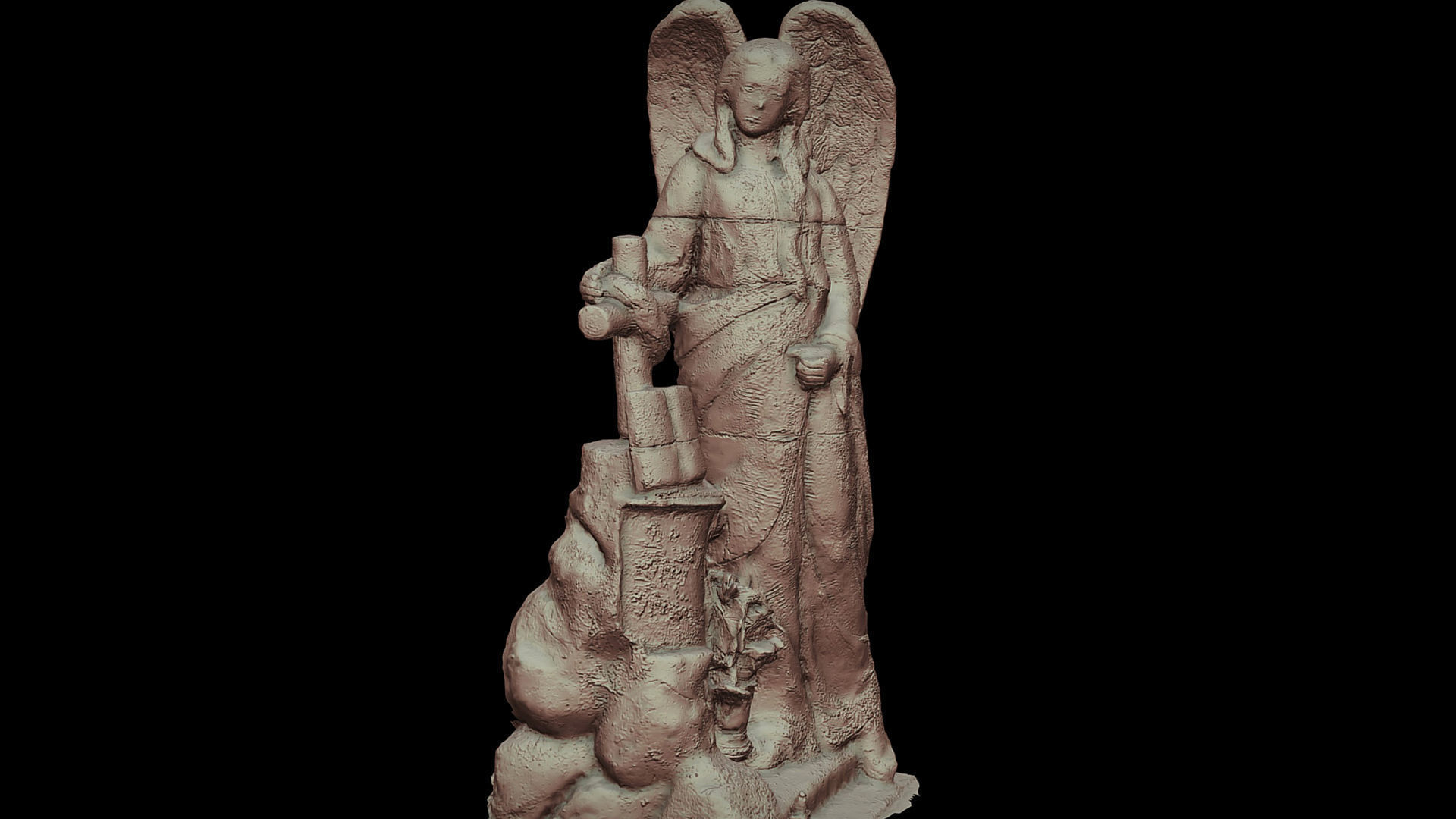 graveyard figure angel cemetery monument photogrammetry Low-poly 3D model_4