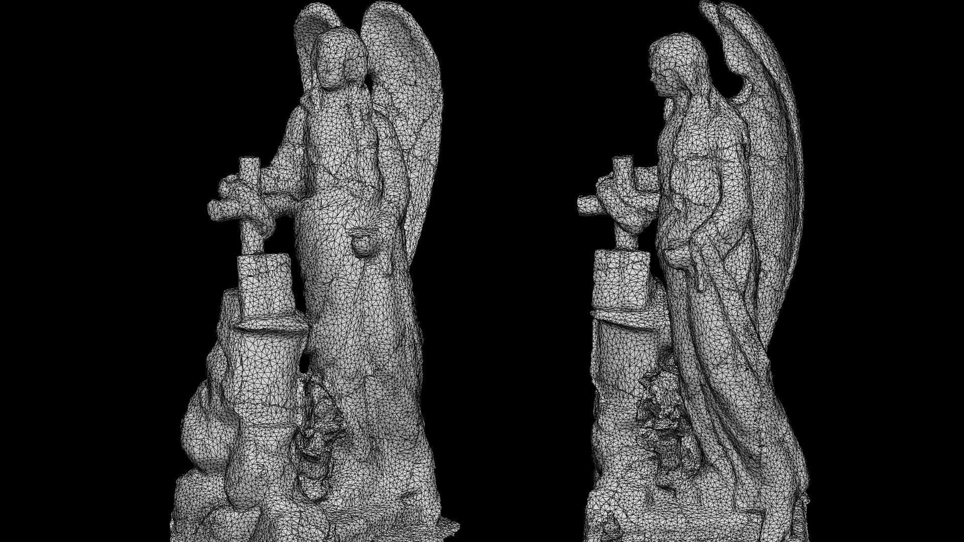 graveyard figure angel cemetery monument photogrammetry Low-poly 3D model_5