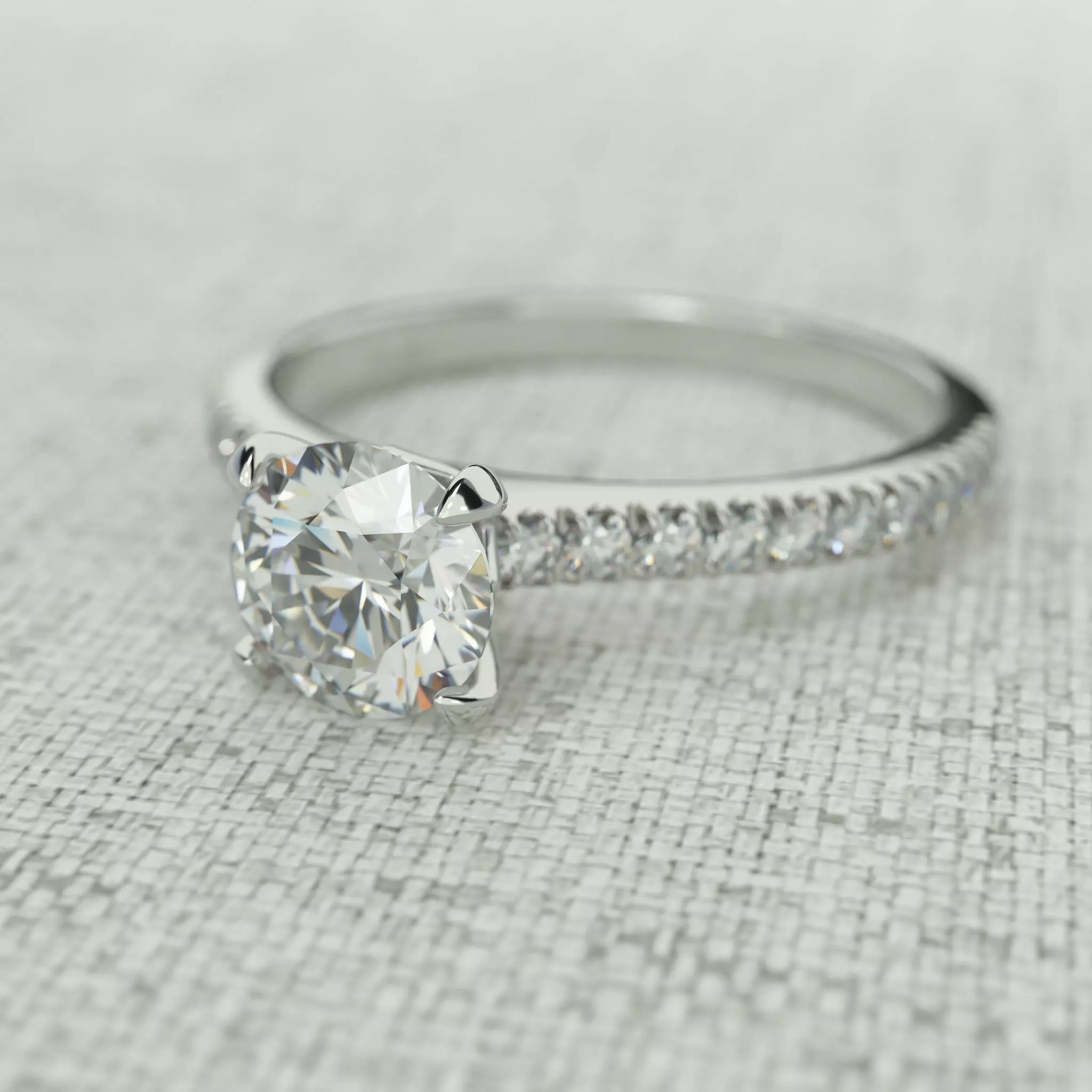 classic gold engagement ring with 6mm diamond 3D print model