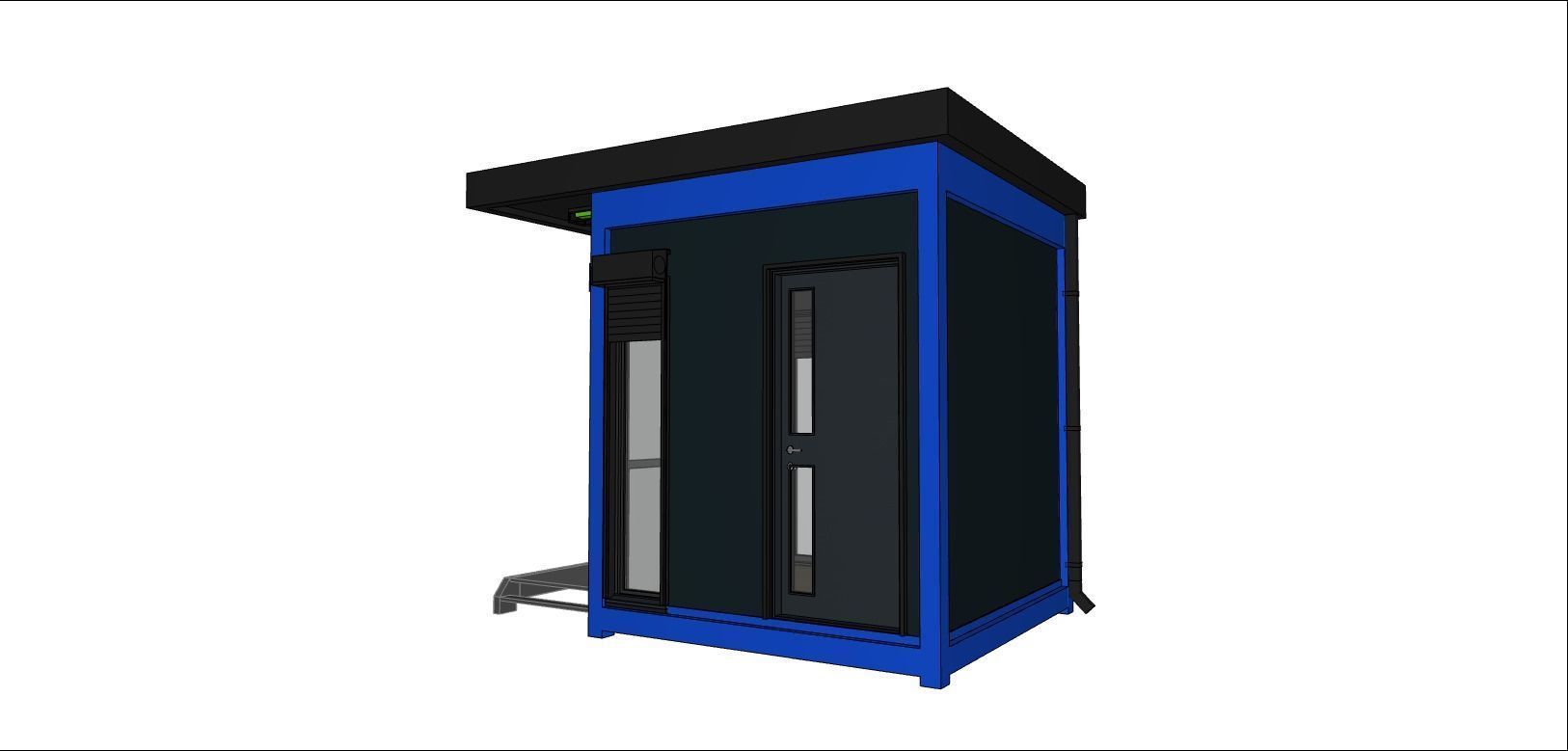 container guard booth 250cm x 250 cm plus roof many formats 3D model_4