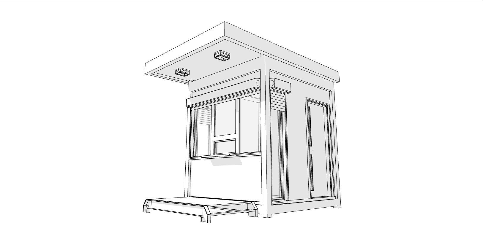 container guard booth 250cm x 250 cm plus roof many formats 3D model_9