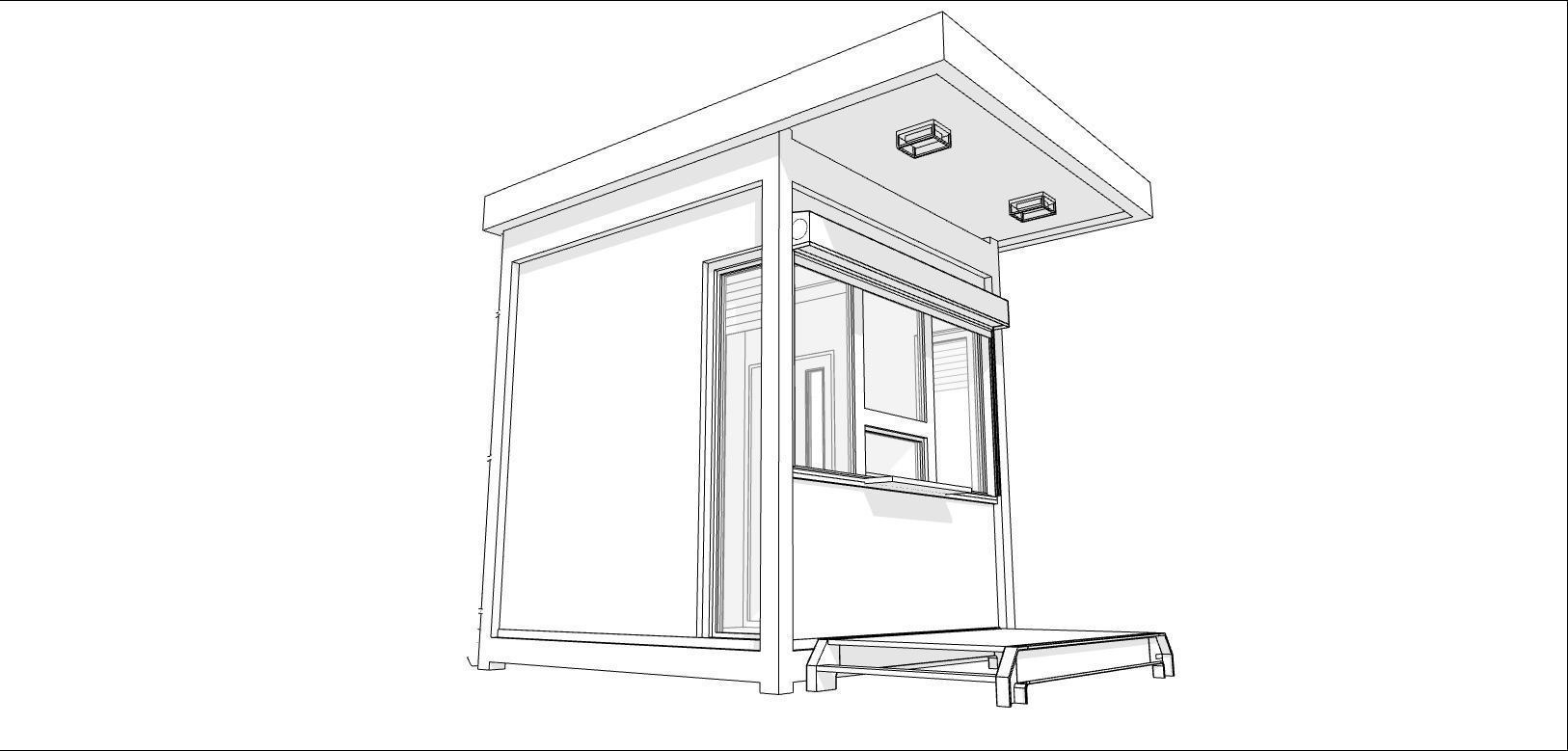 container guard booth 250cm x 250 cm plus roof many formats 3D model_8