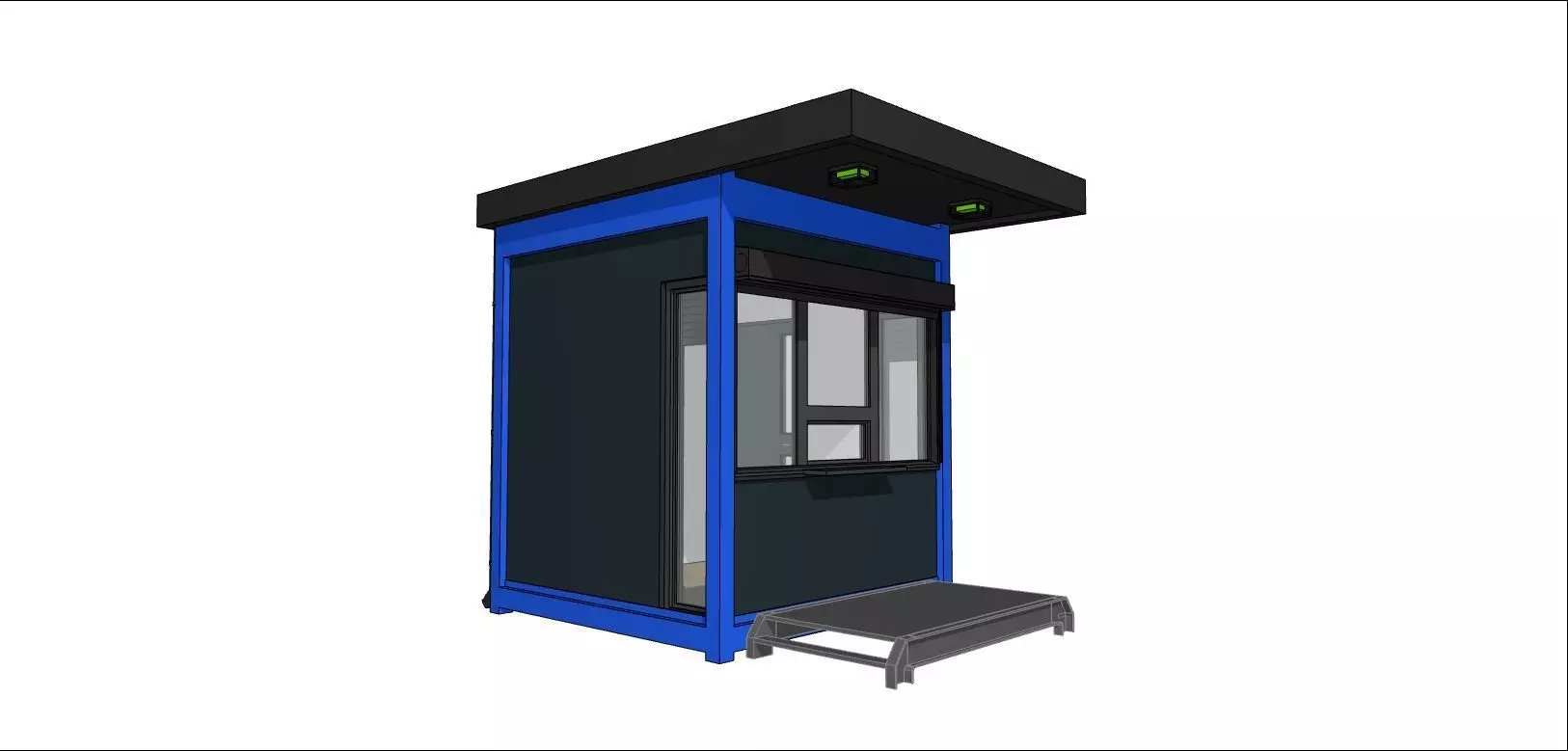 container guard booth 250cm x 250 cm plus roof many formats 3D model_0