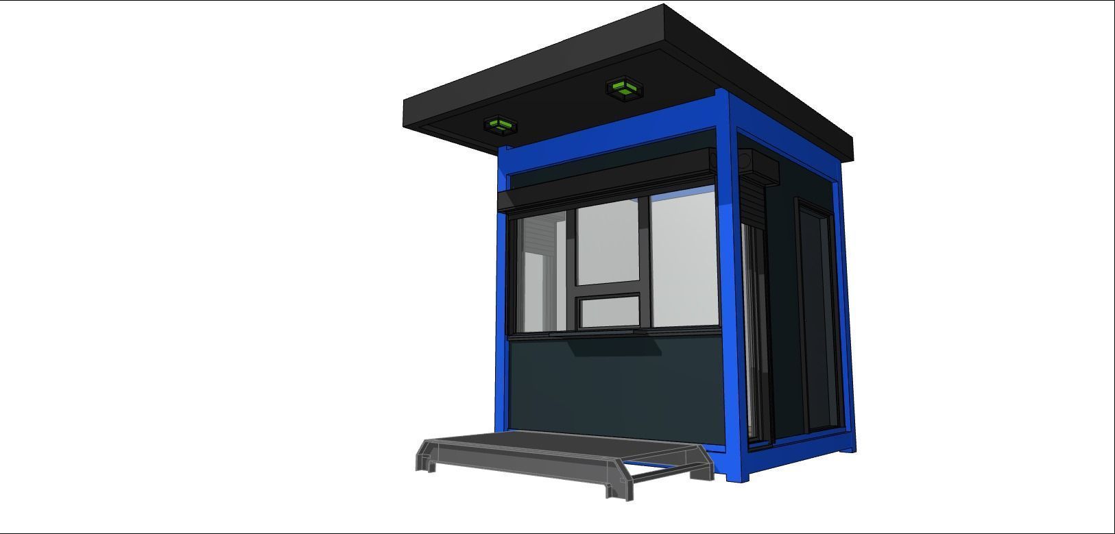 container guard booth 250cm x 250 cm plus roof many formats 3D model_3