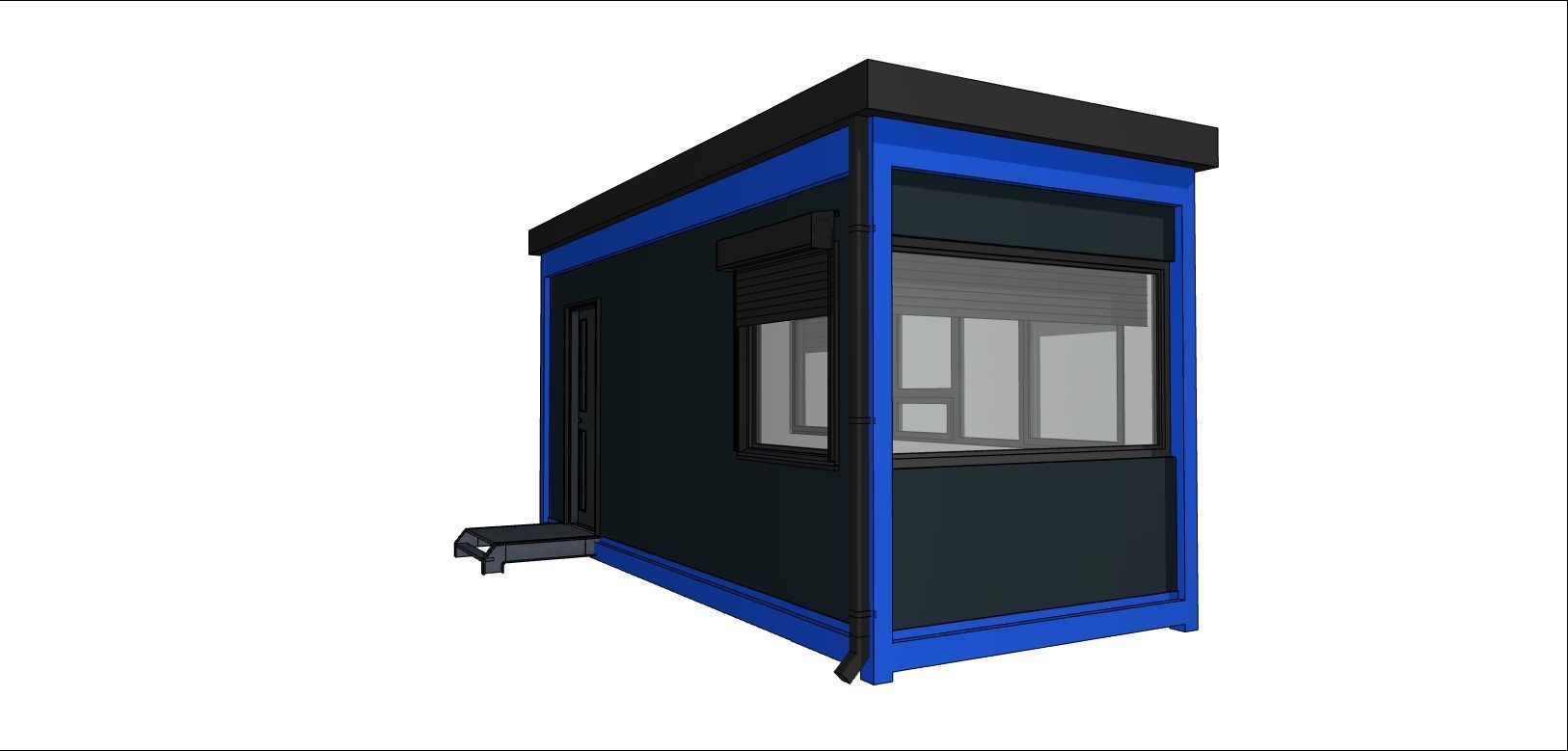 container guard booth 600cm x 250cm many formats 3D model_10