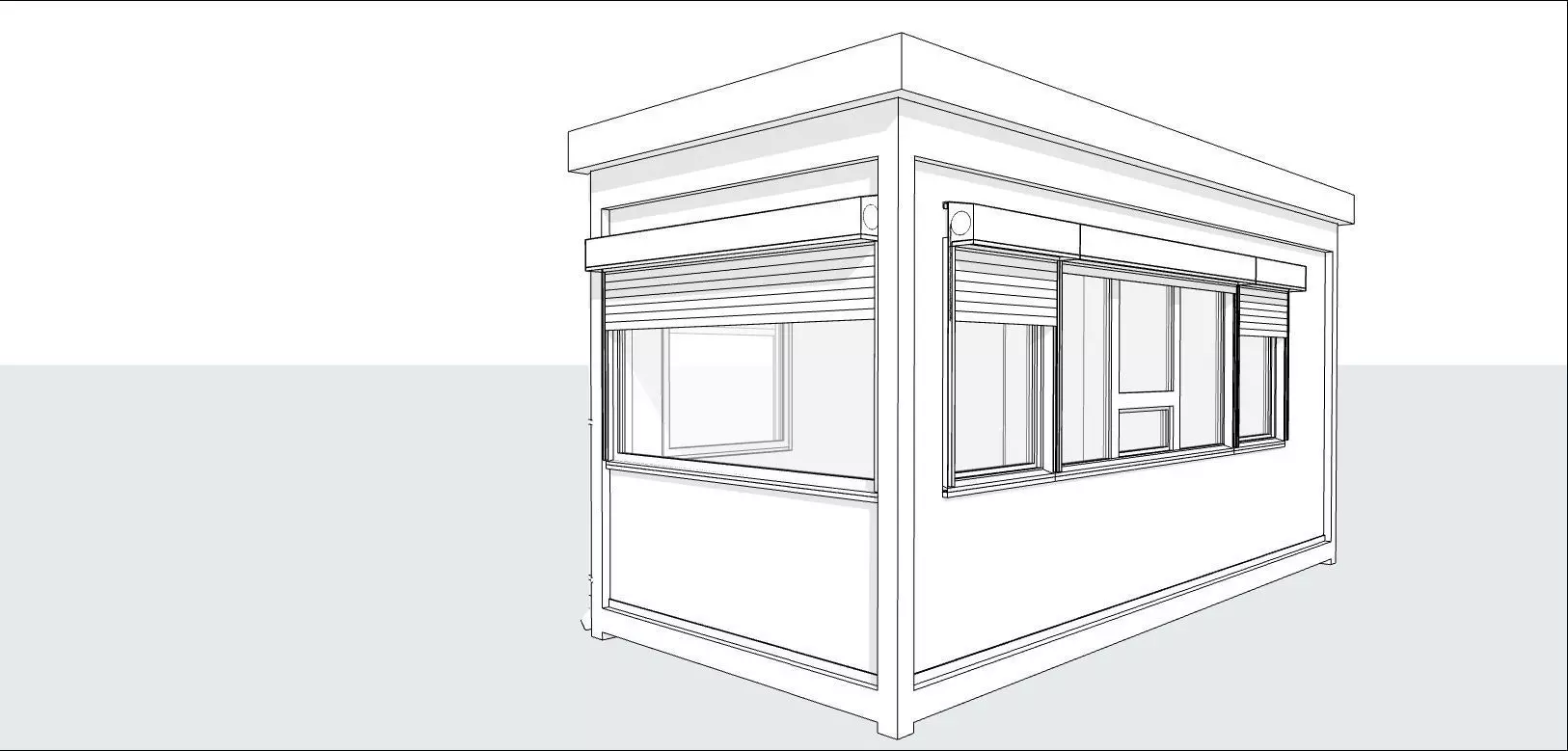 container guard booth 600cm x 250cm many formats 3D model_0