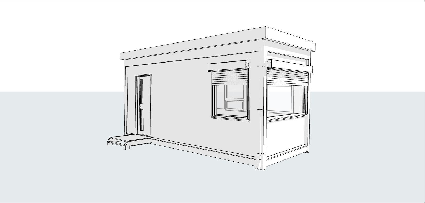 container guard booth 600cm x 250cm many formats 3D model_3