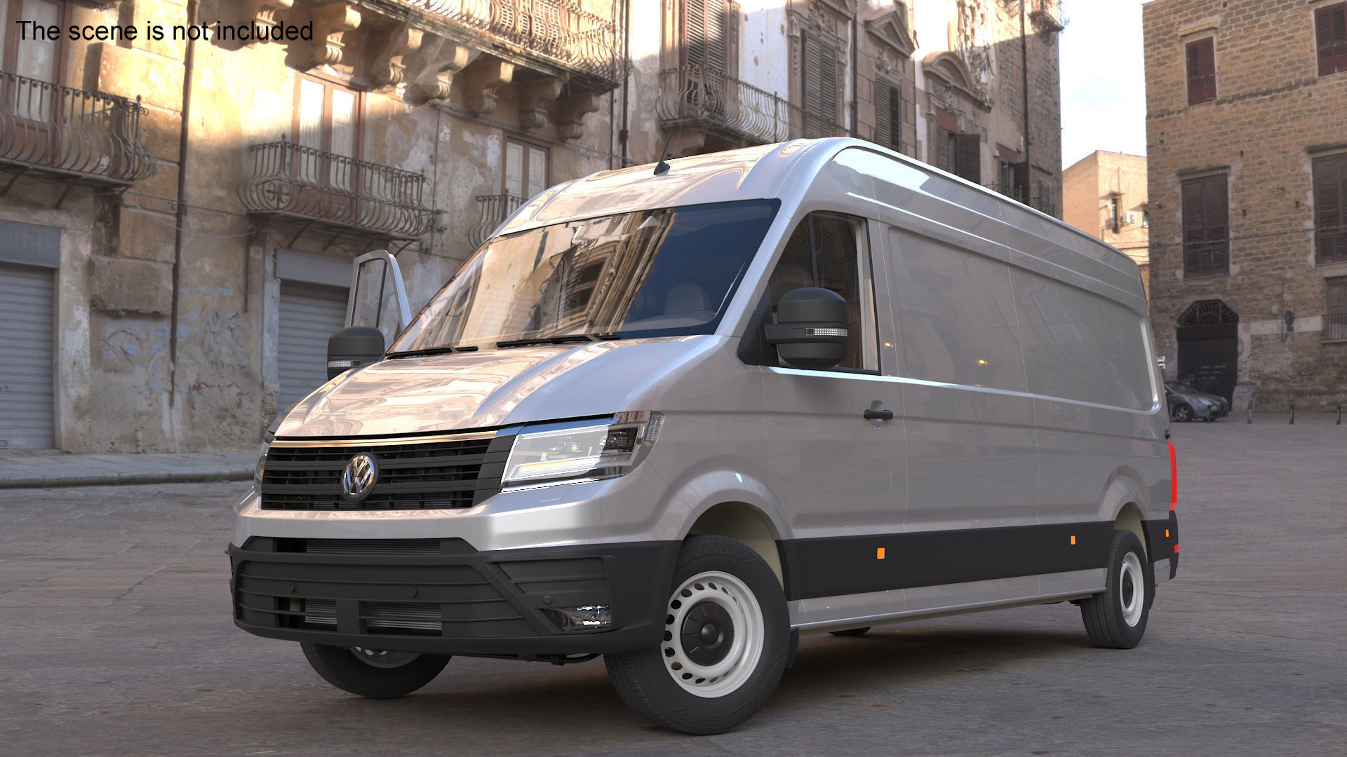 Volkswagen Crafter Van 2024 Long Silver Metallic Rigged 3D model