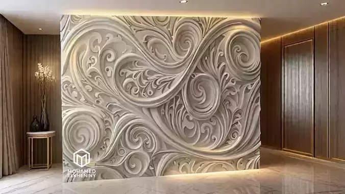 decor set wall panel wall relief mural CNC 56 3D model