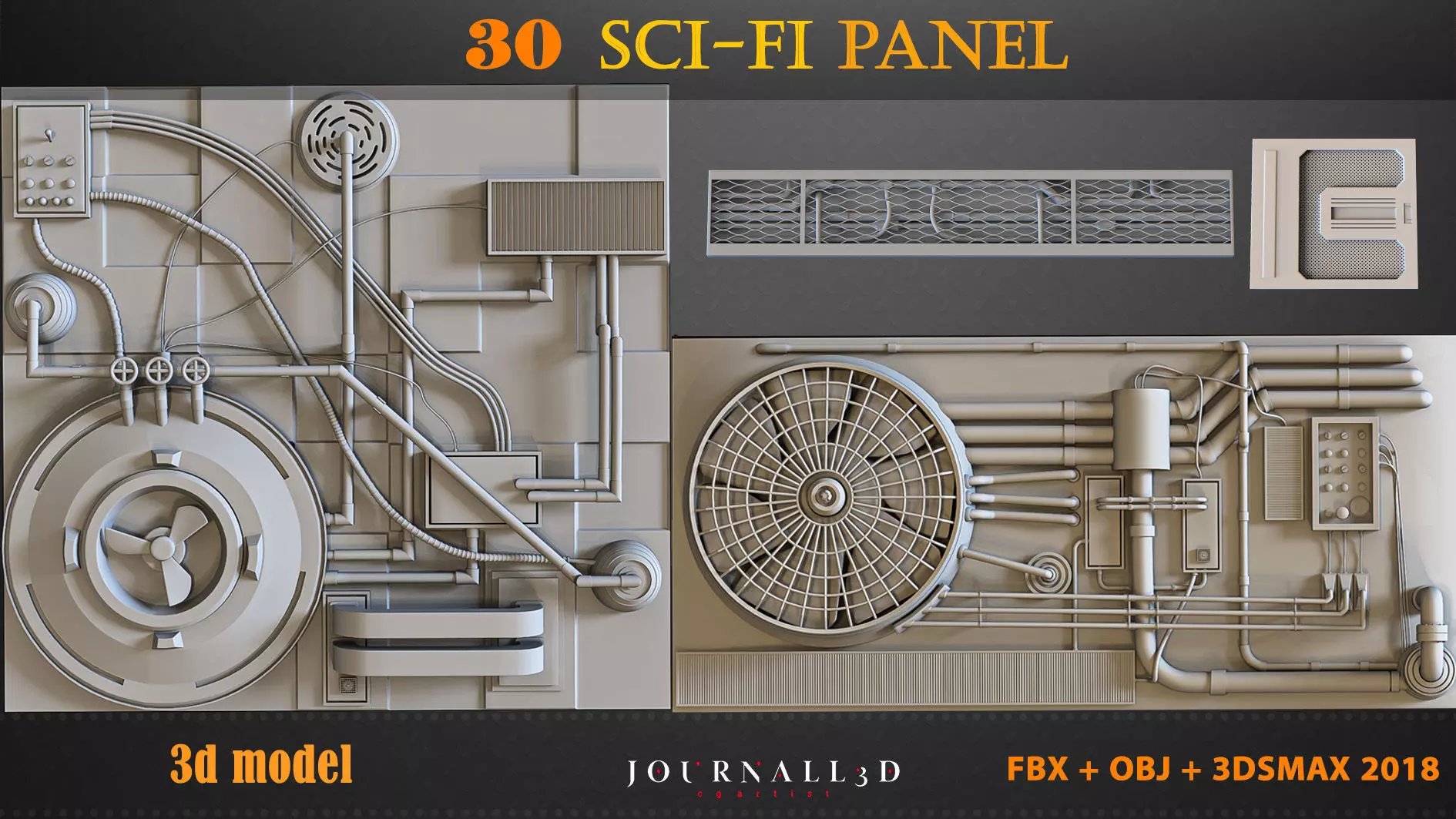 30 SCIFI  panels 3D model_0