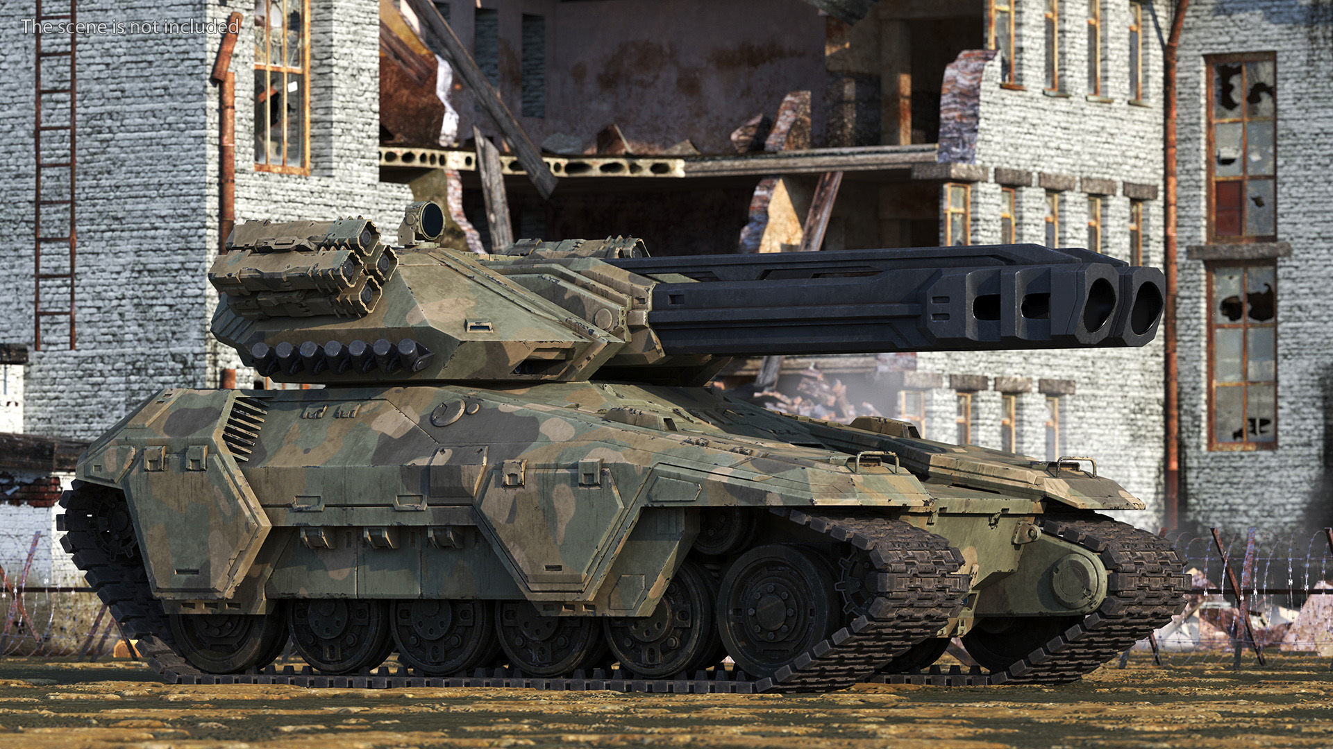 Futuristic Battle Tank in Camouflage Rigged 3D model