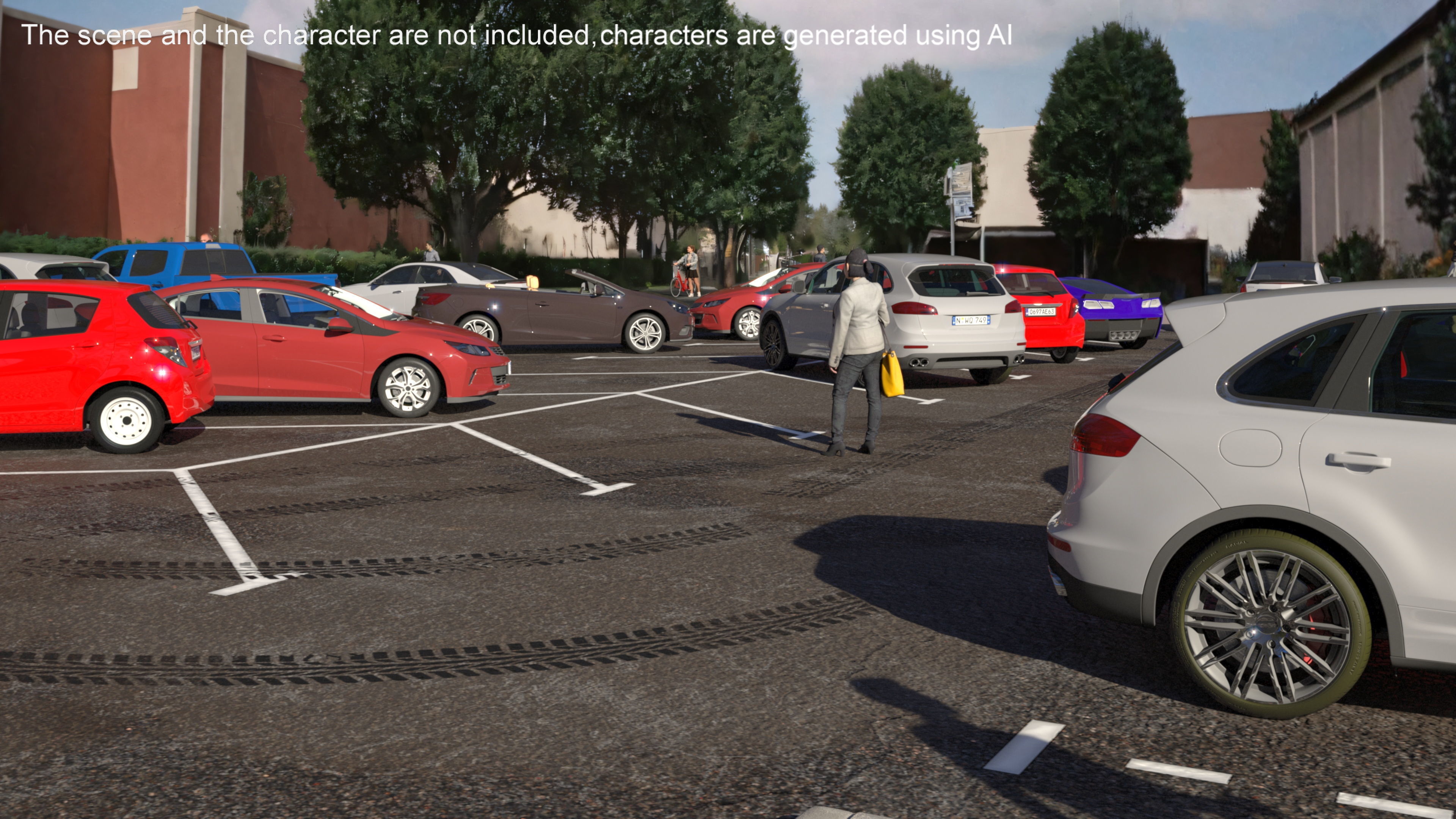 On Street Parking 26 Spaces Filled Old 3D model