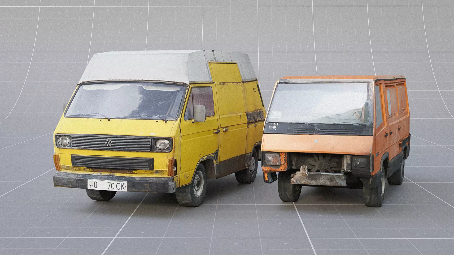SKLAD - Roadside Vehicles Kit - Trucks Cars Signs Low-poly 3D model_5
