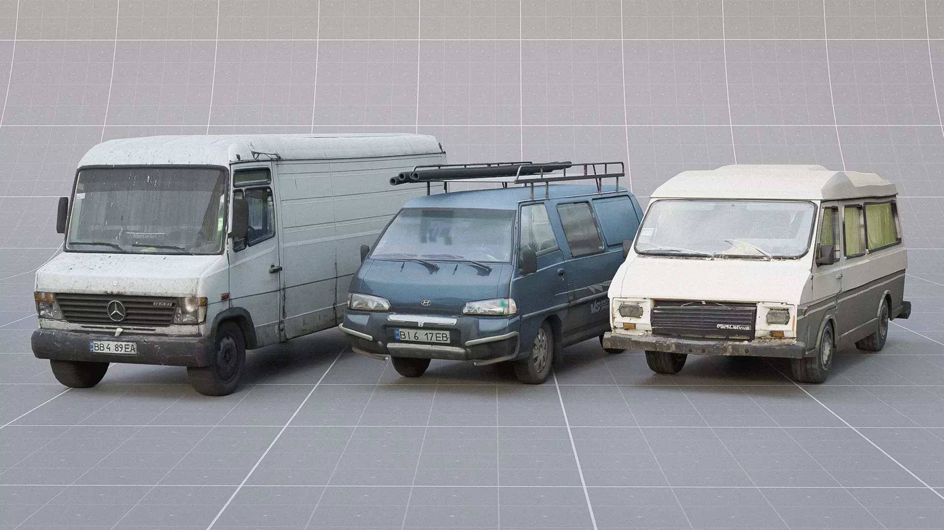 SKLAD - Roadside Vehicles Kit - Trucks Cars Signs Low-poly 3D model_3