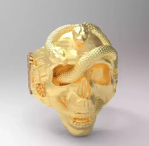 scaled skull sterling diamond ring